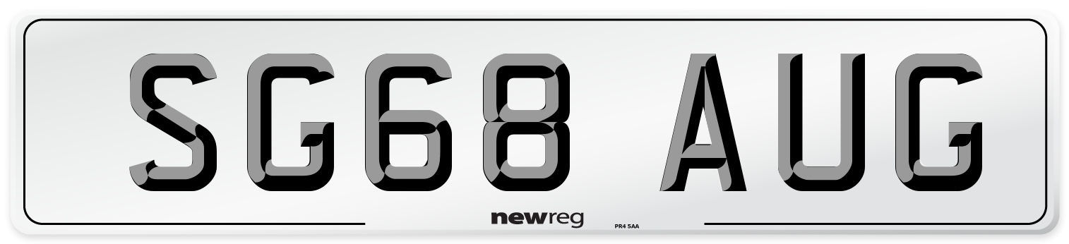 SG68 AUG Number Plate from New Reg